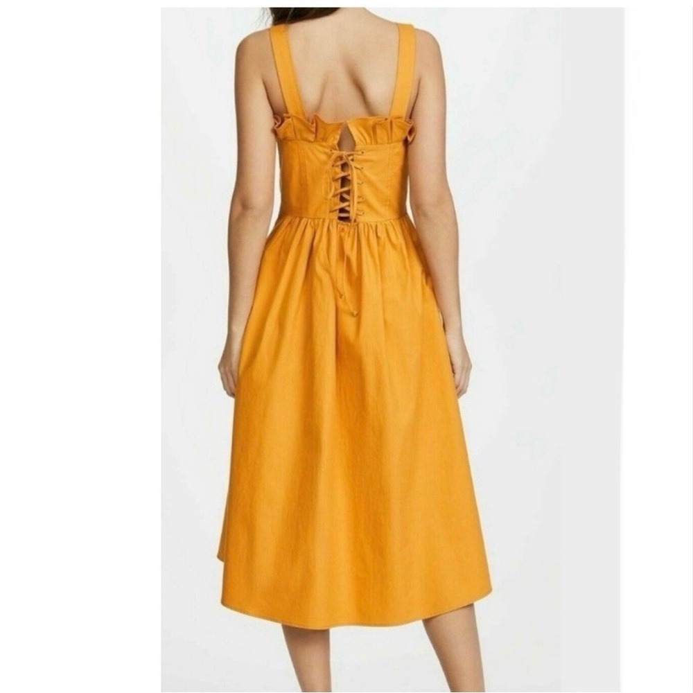 SEA New York sunrise ruffle lace up dress in marigold - Picture 6 of 13